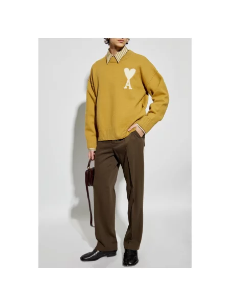 Sweter Ami Paris z logo zielony