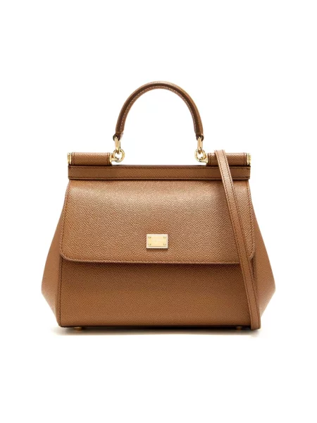 Torebka skórzana Dolce And Gabbana brązowa