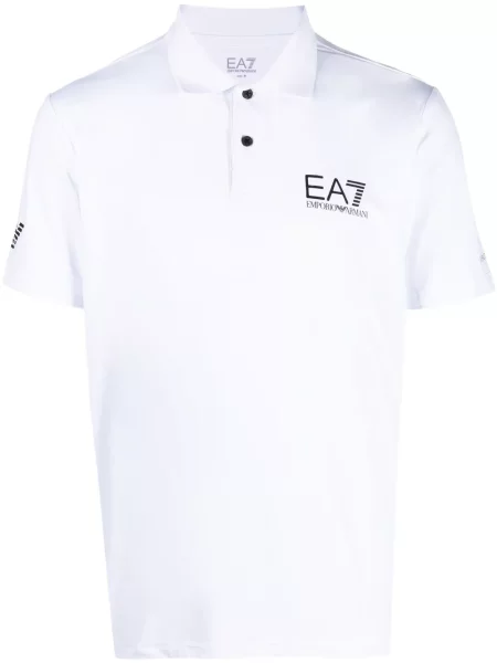 Tricou polo Ea7 Emporio Armani cu imagine alb