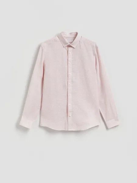 Reserved Сорочка regular fit із додаванням льону персиковий 