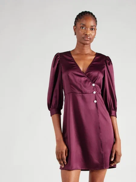 VERO MODA Obleka VMSELMA vinsko rdeča