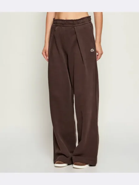 Lacoste Pantaloni palazzo Wide Leg maro