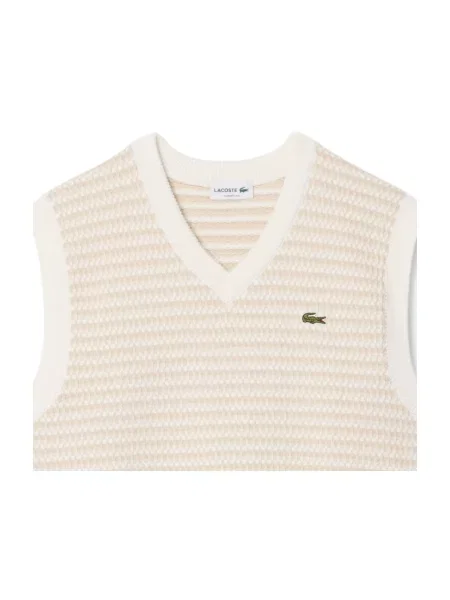 Pulover Lacoste fără mâneci bej