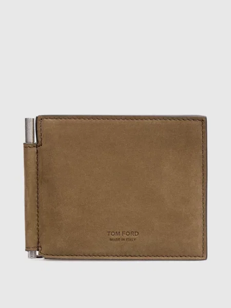 Картхолдер з нубука з логотипом Tom Ford коричневий