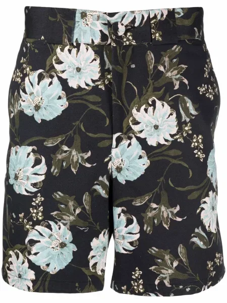 Pantaloni chino Erdem cu model floral cu imagine negru