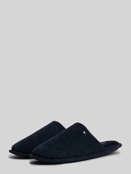Kapcie z detal z logo Tommy Hilfiger niebieskie