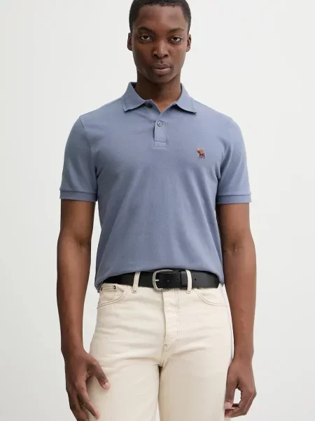 Abercrombie & Fitch tricou polo uni albastru