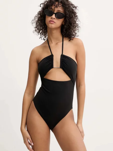 Jednodílné plavky Calvin Klein mírně vyztužený košík černá