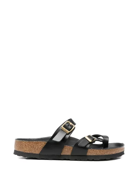 Sandale Birkenstock fără toc cu cataramă cu bretele negru