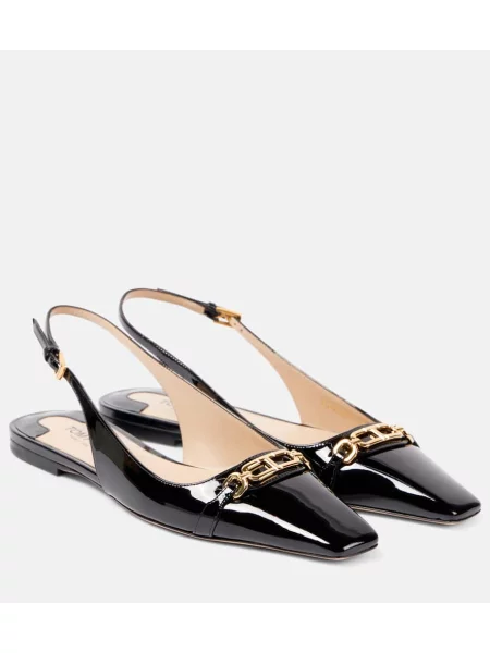 Usnjene lakirane balerinke Tom Ford z odprtimi petami črna