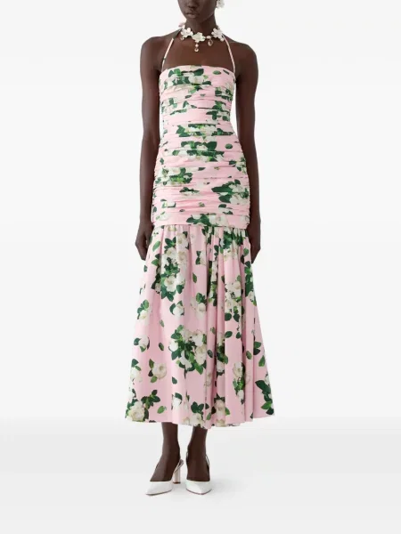 Rochie midi Carolina Herrera cu imagine roz