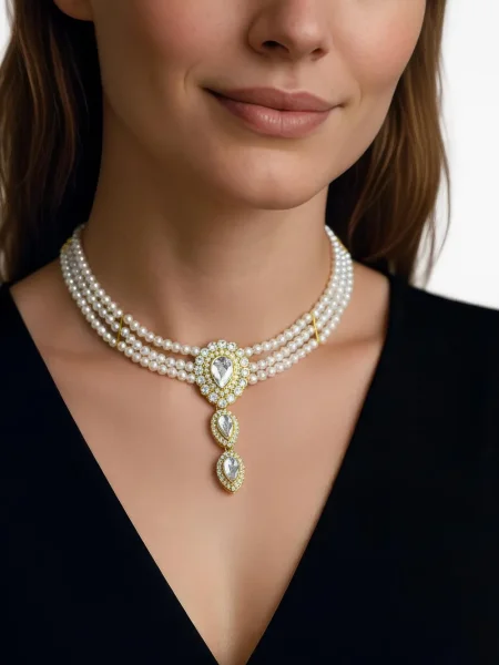 Colier Hzmer Jewellery cu perle auriu