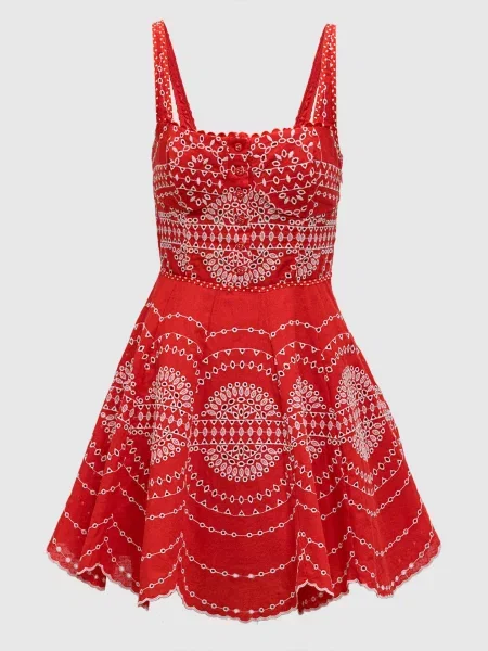 Сукня міні Winnie з льоном з вишивкою Charo Ruiz червона