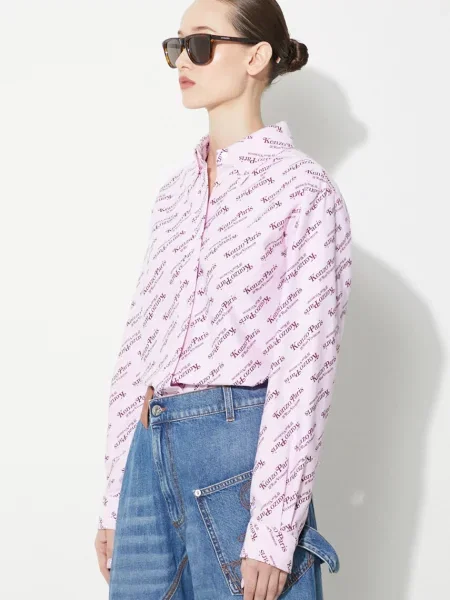 Классическая ошейниковый рубашка Kenzo с принтом розовая