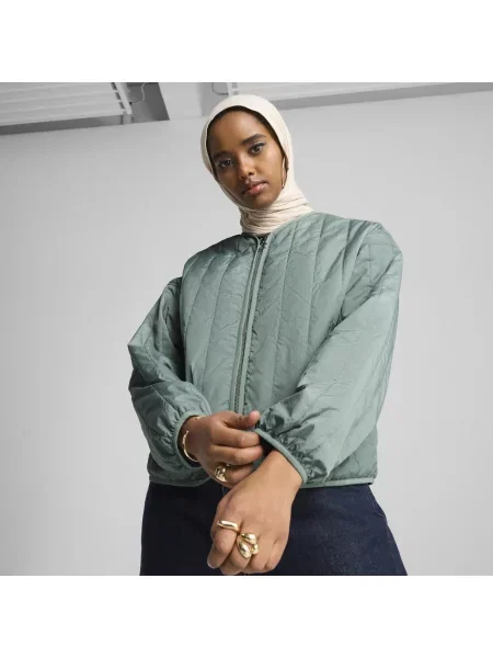 Luźna kurtka WARDROBE ESS dwustronna z ociepleniem zielona