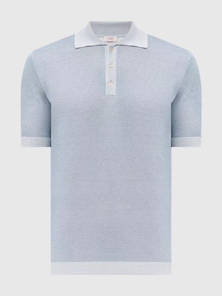 Поло з шовком у візерунок Agnona блакитне