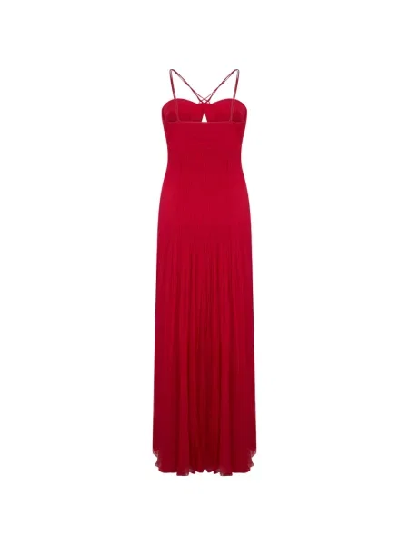 Rochie maxi Alberta Ferretti cu volane roșu