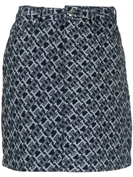 Spódnica jeansowa Tommy Hilfiger z nadrukiem niebieska