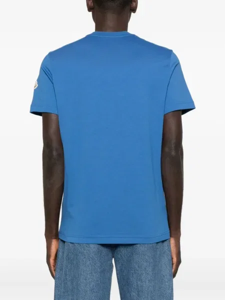 Tricou Moncler cu imagine scurt albastru