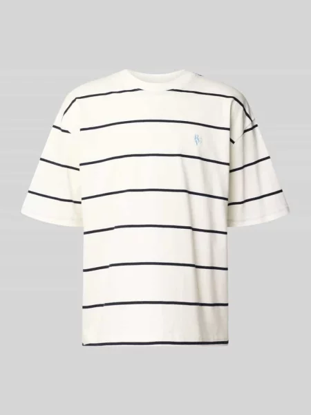 T-shirt z okrągłym dekoltem i wyhaftowanym logo Review biała