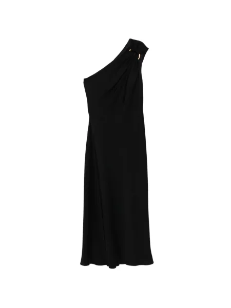 Костюм макси рокля Max Mara с драперии едно рамо черно