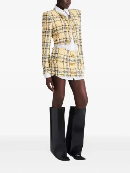 Geacă Balmain din tweed galben