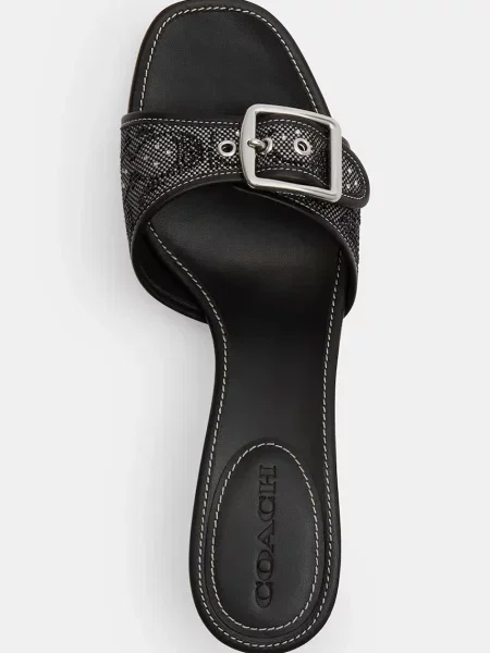 Кожаные шлепанцы Coach на шпильке