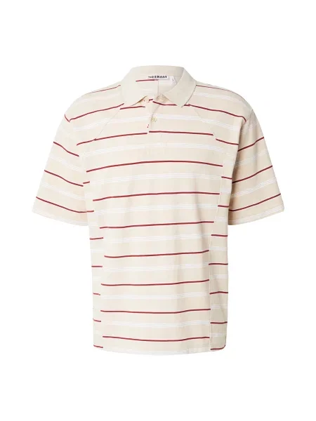 WEEKDAY Tricou Ian nisipiu / roşu închis alb
