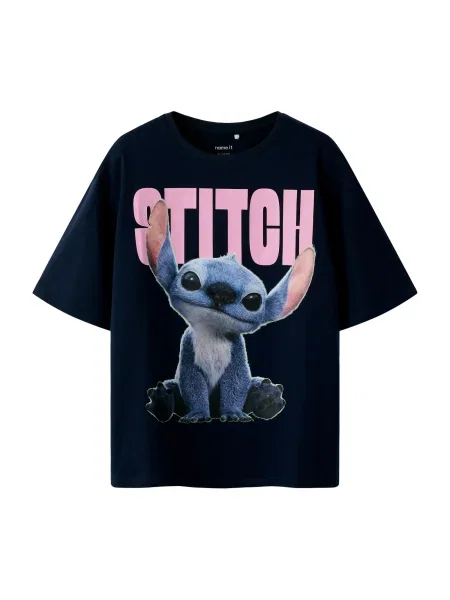 NAME IT Tricou NKFNibus Stitch / bleumarin / roz albastru