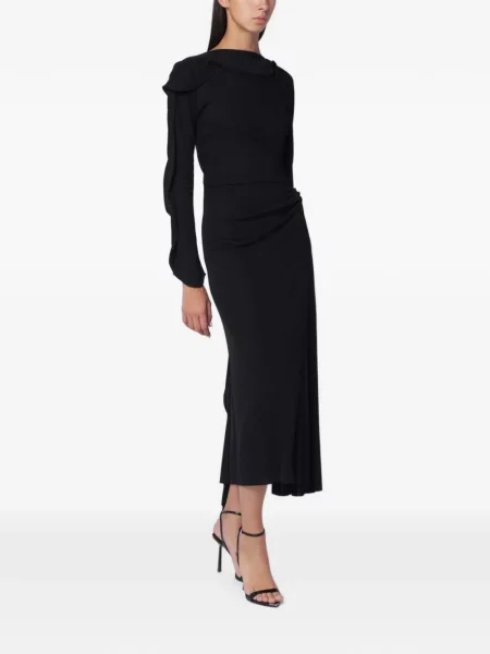 Lung rochie midi Victoria Beckham drapată negru