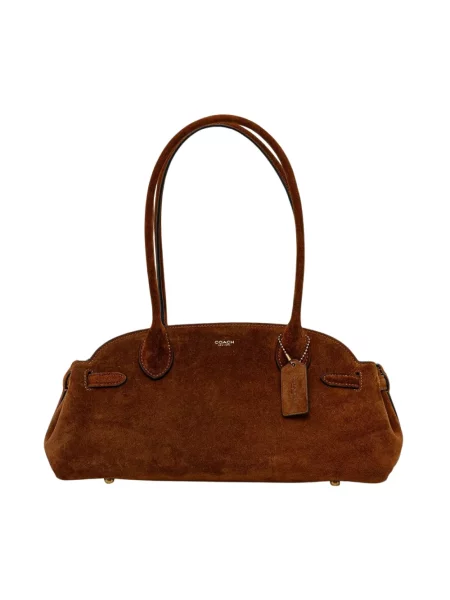 Coach torebka zamszowa Empire Carryall Bag 34 brązowy