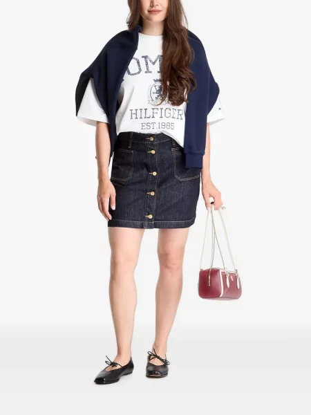 Fustă din denim Tommy Hilfiger albastru