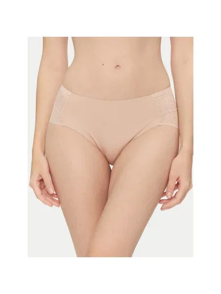 YSABEL MORA Klasične spodnje hlačke z visokim pasom bež