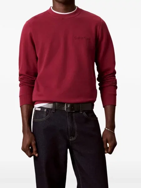 Hanorac crewneck Calvin Klein cu decolteu rotund cu autograf roșu