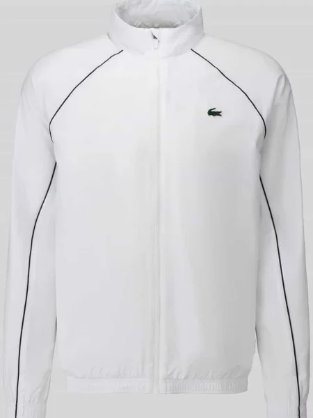 Kurtka treningowa o kroju regular fit z naszywką z logo Lacoste Sport biała