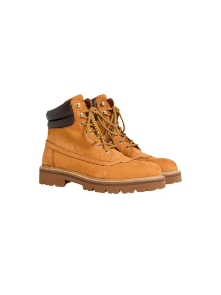Botki Dsquared2 sznurowane koronkowe brązowe