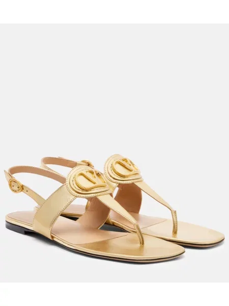 Chiloți tanga Valentino Garavani din piele auriu