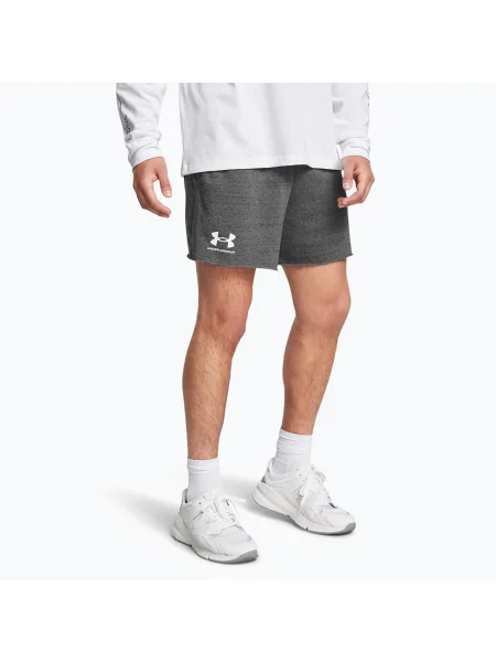 Pánske šortky Under Armour Rival Terry castlerock/onyx white sivá