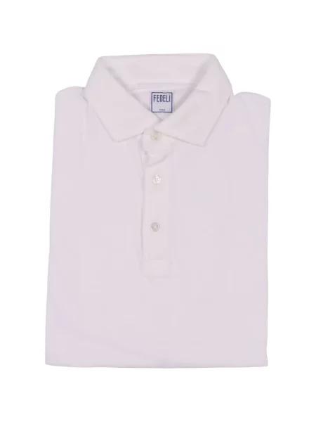 Tricou polo Fedeli tricotate alb