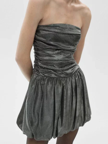 Платье мини Mango серебряное