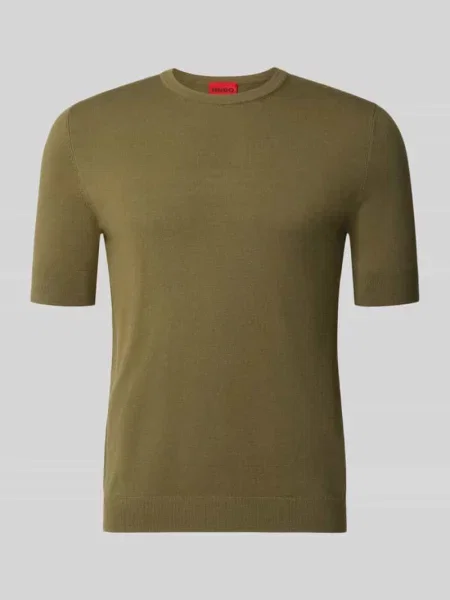 T-shirt o kroju slim fit z drobnego splotu model SAN CARL-CV' Hugo oliwkowa