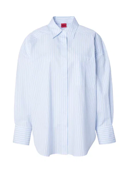 HUGO Bluza Eustyna svetlo modra bela