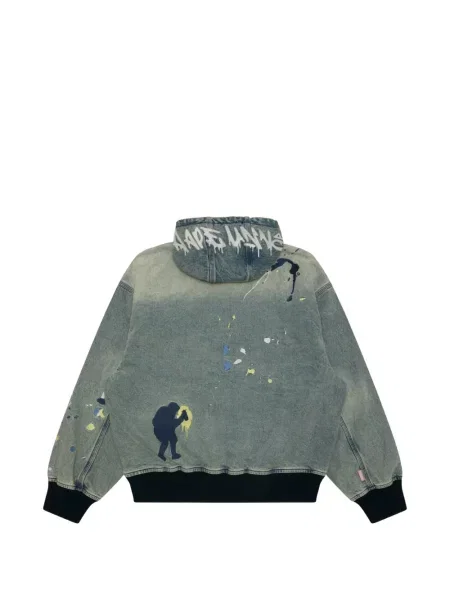 Geacă de blugi Aape By A Bathing Ape cu glugă albastru