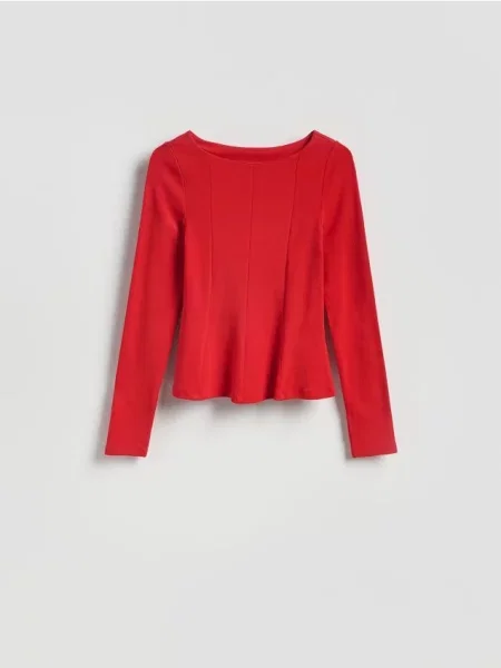 Reserved Блузка з баскою червоний