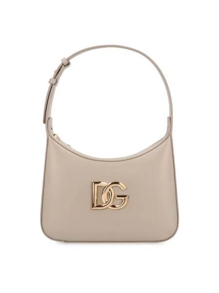Torebka skórzana Dolce And Gabbana skórzana beżowa