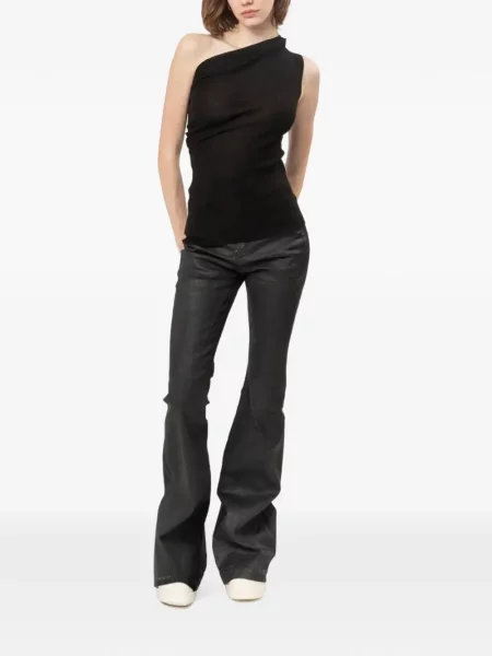 Top Rick Owens asimetric drapat negru