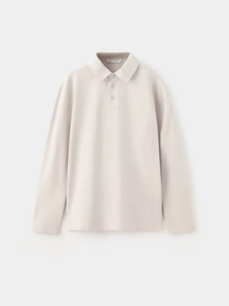 Koszulka polo relaxed fit z bawełny jasny / pastelowy Dzieci lata MANGO KIDS szary
