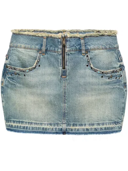 Fustă din denim Guess albastru