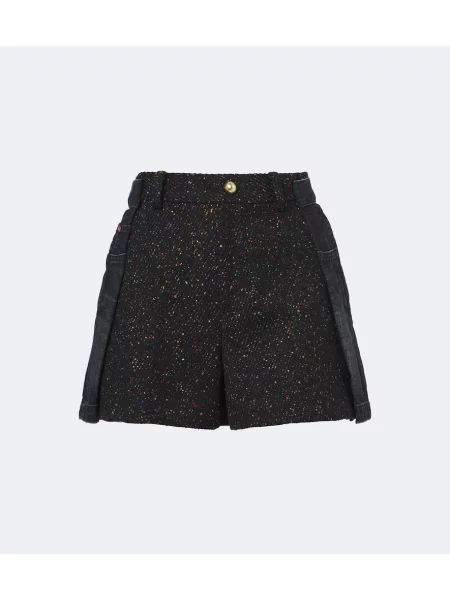 Pantaloni scurți din denim Sacai de lână negru