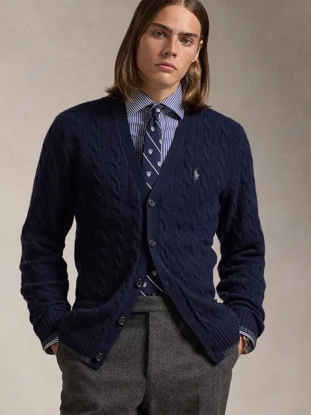 Вълнена жилетка Polo Ralph Lauren синьо